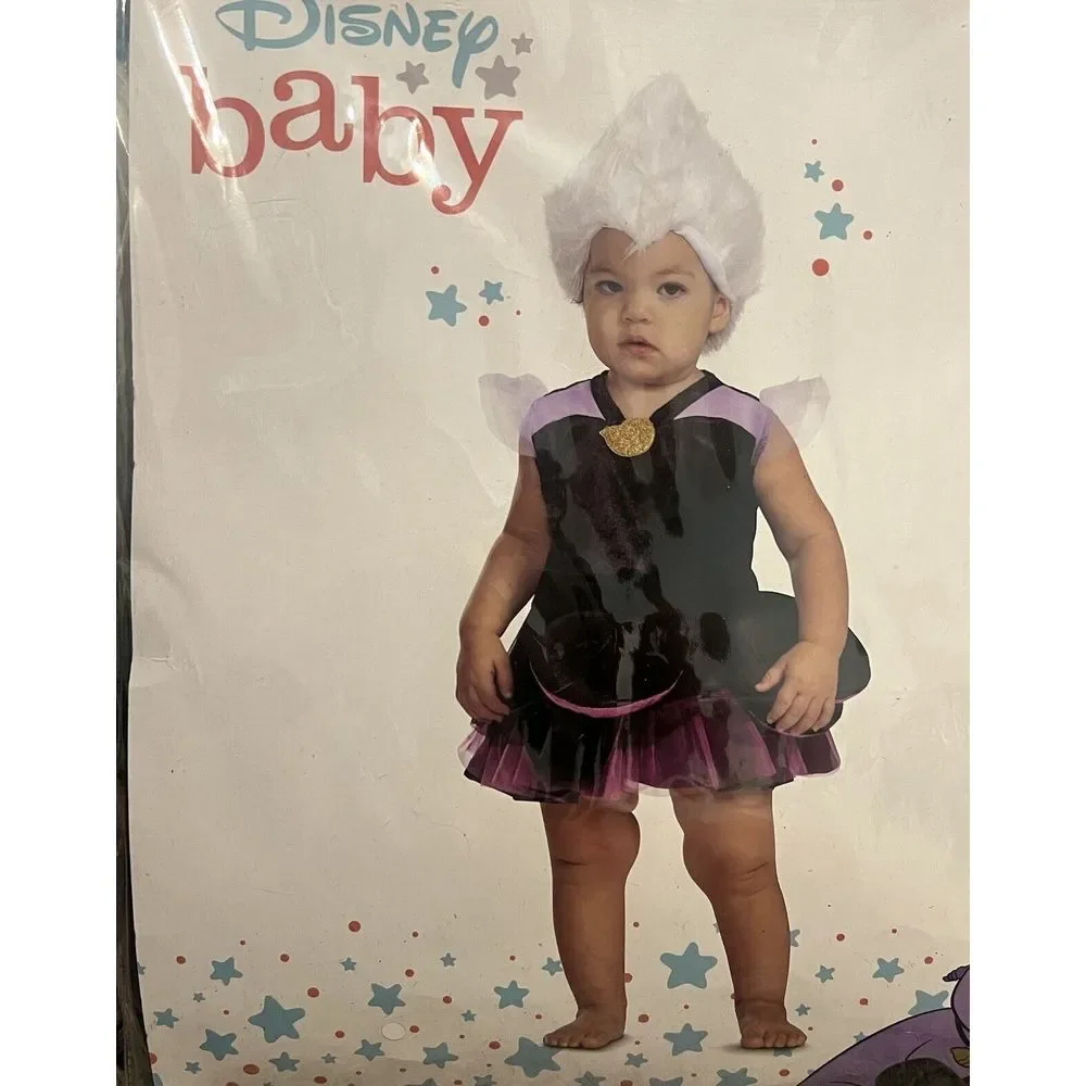 DISNEY BABY 12-18 MONTHS URSULA VILLIAN LITTLE MERMAID COSTUME DRESS & HEADPIECE
